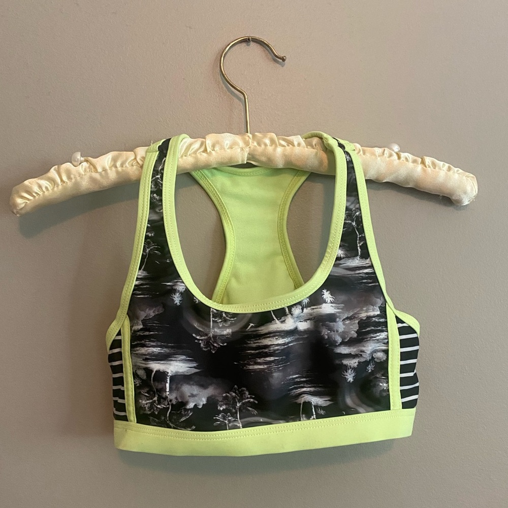 Wonder Nation kids bikini green and black palm trees stripes swim wear